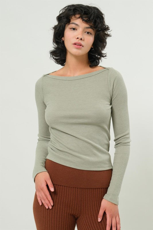Blusa manga larga waffle knitt