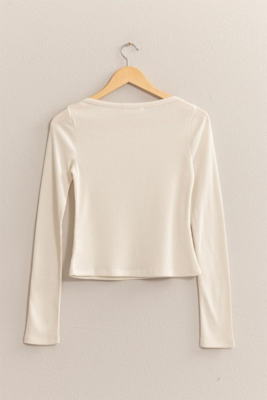 Blusa manga larga waffle knitt