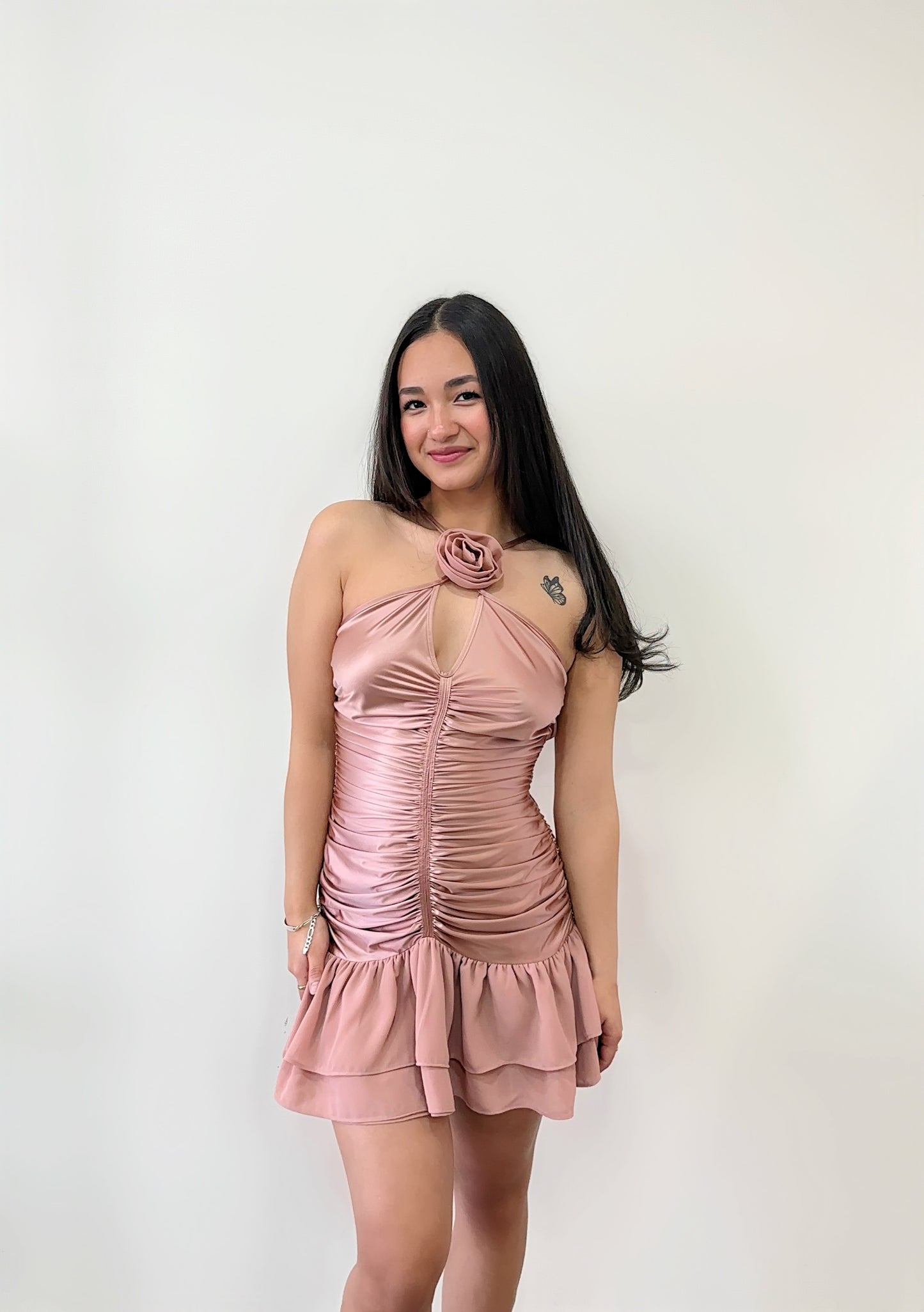 Satin ruffle dress