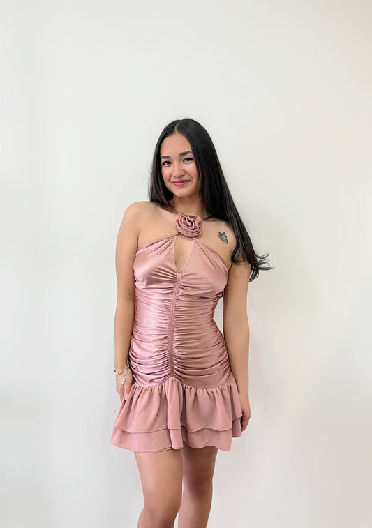 Satin ruffle dress