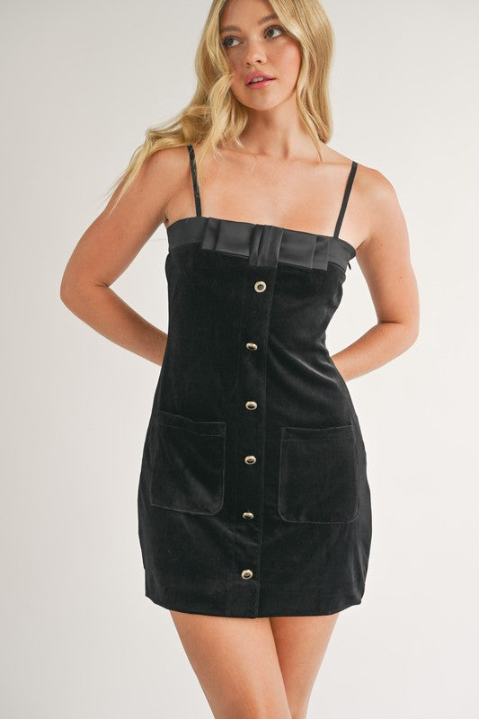 Vestido velvet negro moño